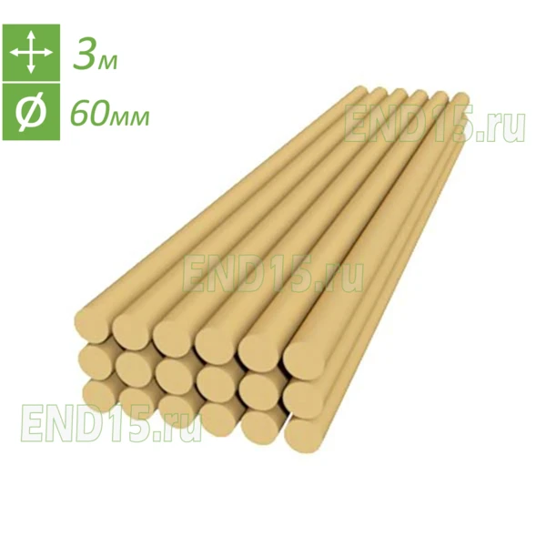 Кликните для увеличения изображения Оцилиндрованное бревно 60мм диаметр, 3м